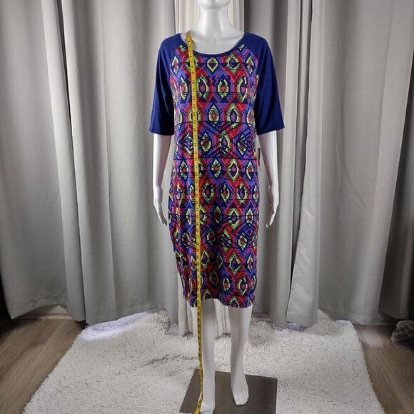 LulaRoe Women's Blue/Red/Multi-Color Julia Midi Knit Dress Plus Size 2XL (NWT) - Picture 5 of 12